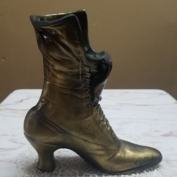 1950's Brass Victorian Decorative Boot Vase - Picture 7 of 9